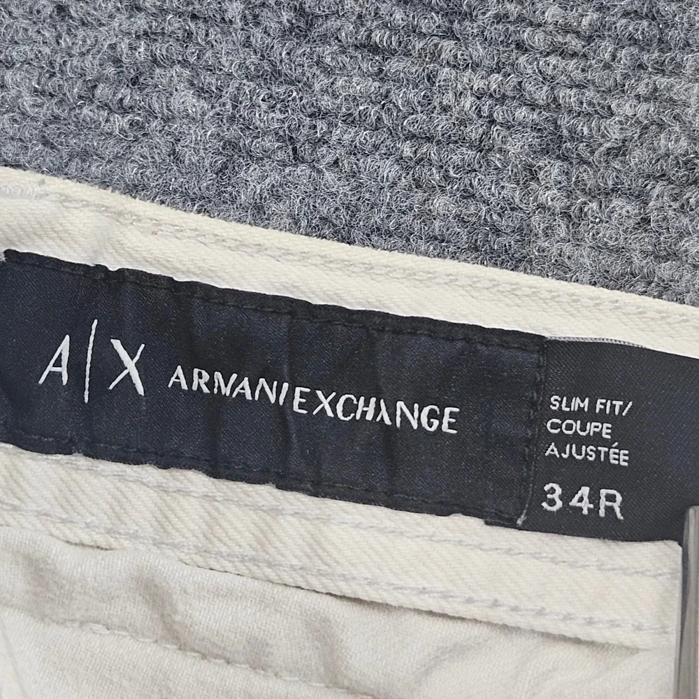 Armani Exchange Slim Fit Jeans Mens 34R Off White Distressed‎ Ripped Streetwear